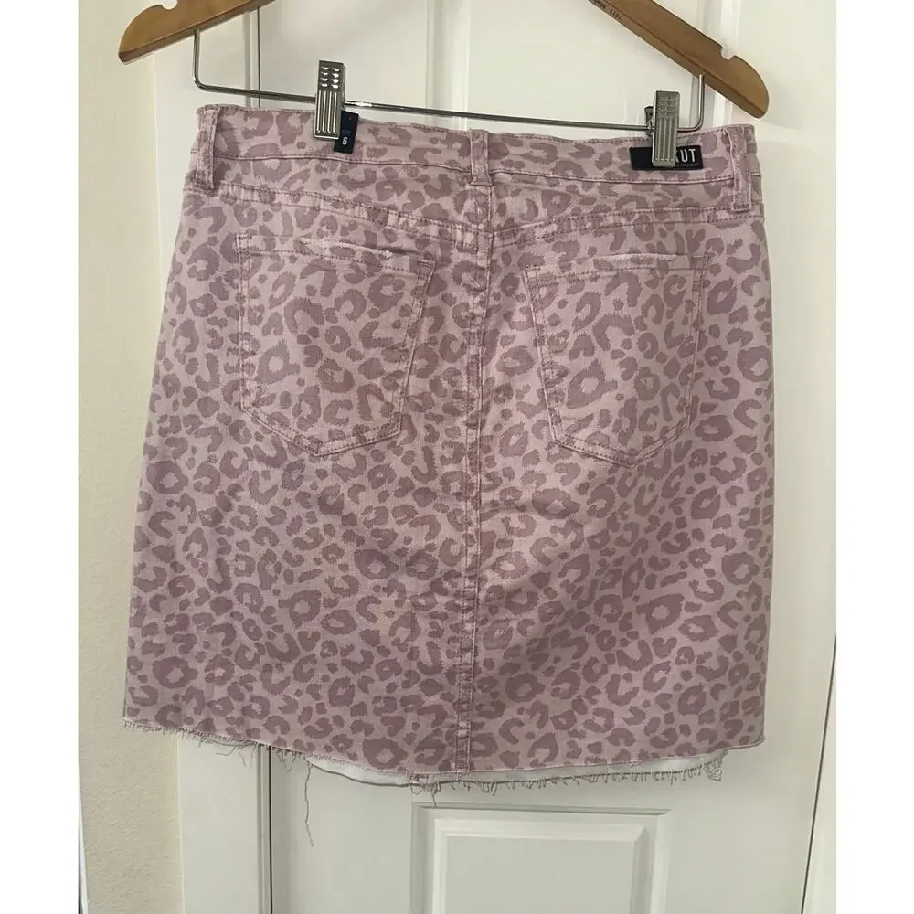 Kut from the Kloth Pink Leopard Print Denim Skirt – Size 6